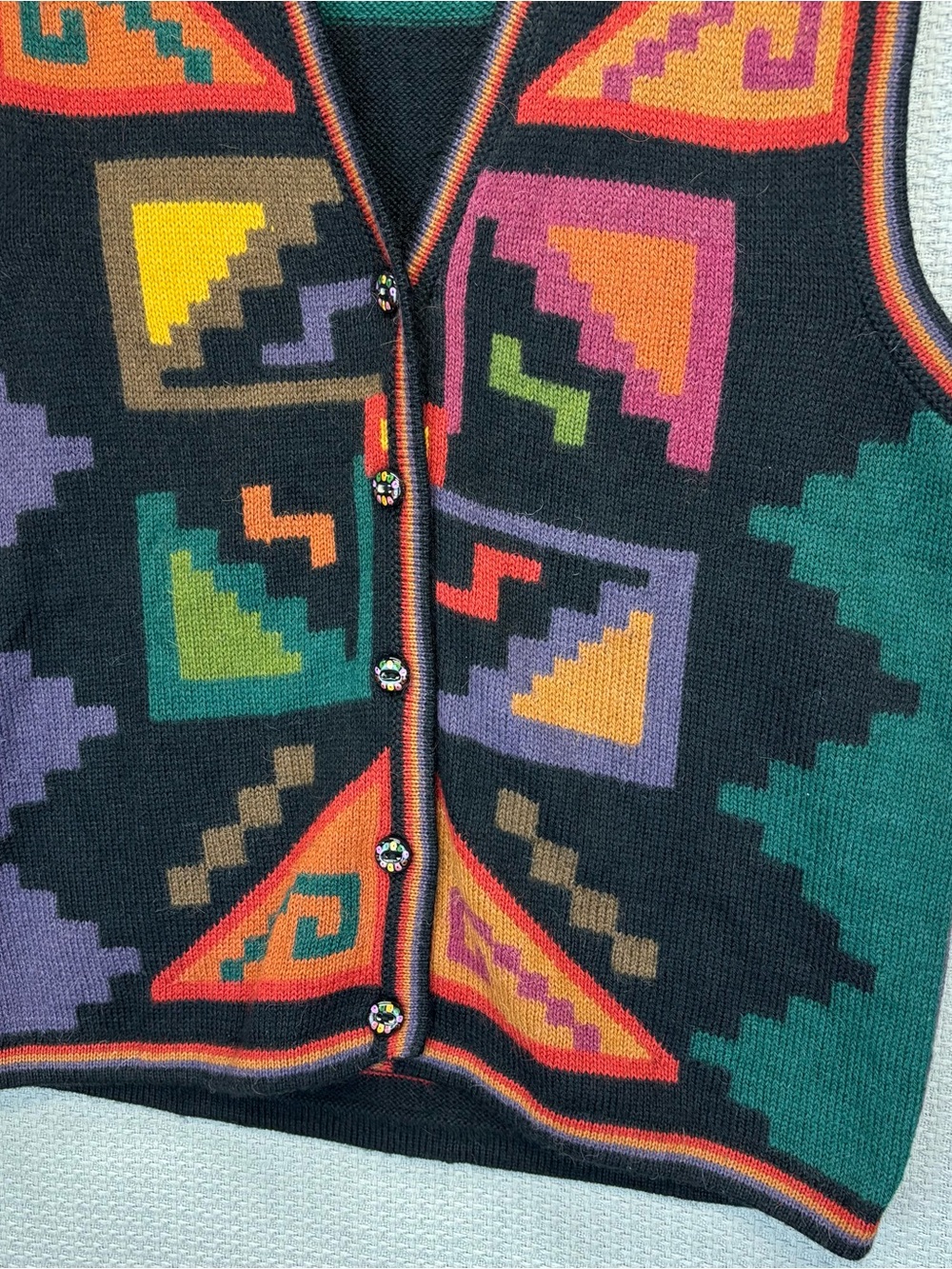 Vintage Illary Baby Alpaca Vest Women Med Southwest Colorful Boho Festival HTF - Picture 4 of 10